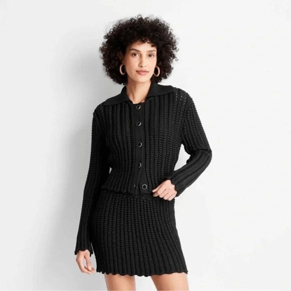 Future Collective with Jenee Naylor Braided Button-Front Cardigan  Women's Large